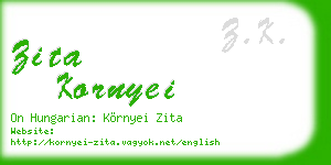 zita kornyei business card